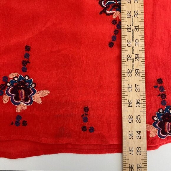 Free People Oxford Embroidered Floral Shift Mini Dress Red Combo Small - Picture 9 of 10
